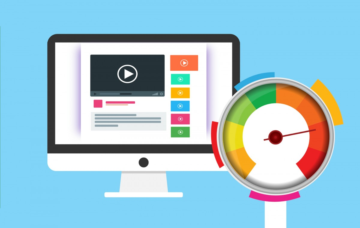 Illustration of a computer monitor and a colorful meter - Power Marketing